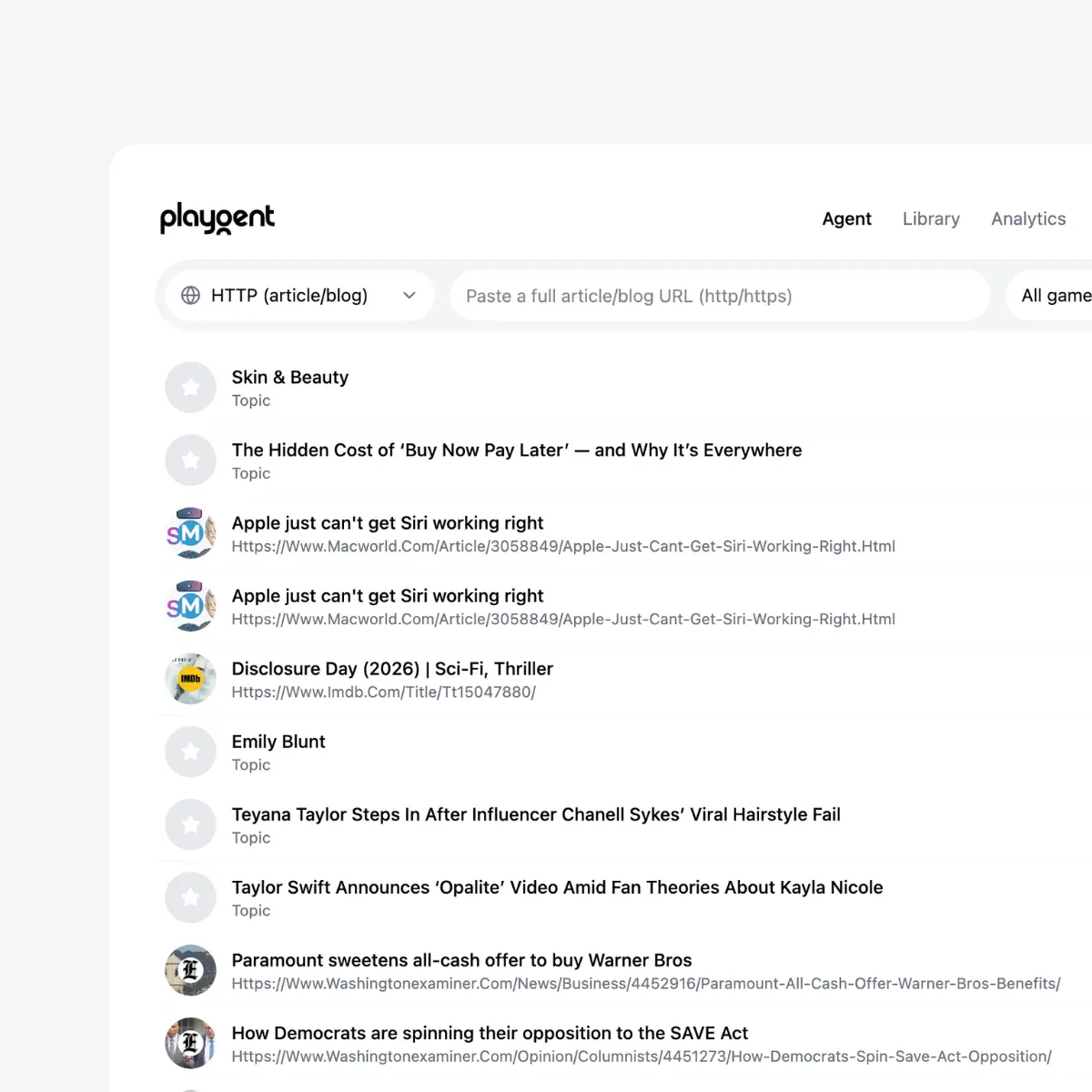 Playgent platform capabilities